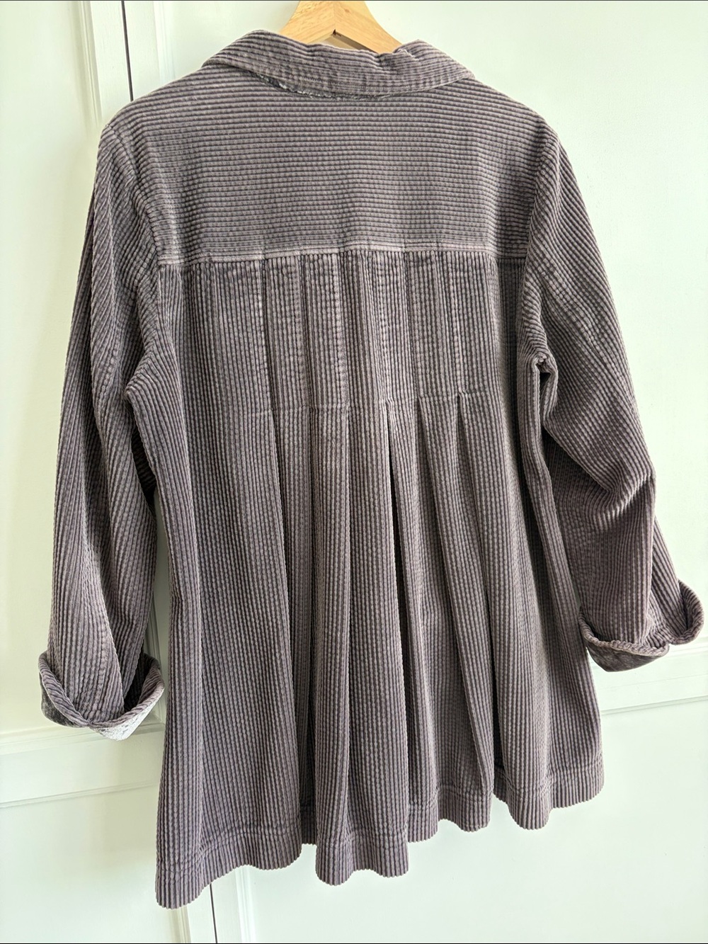 VTG J.Jill Lavender Corduroy Jacket. Lg. Boho Renaissance. Velvet trim - Picture 2 of 5